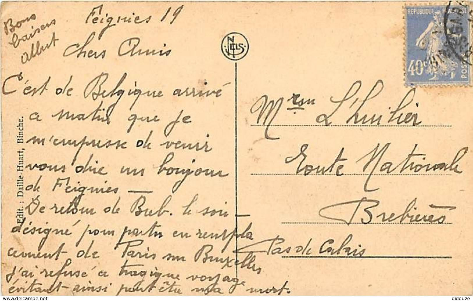 Belgique - Erquelinnes - Eglise Sainte Thérèse - Vue Intérieure - Voyagée En 1919 - Correspondance - CPA - Voir Scans Re - Erquelinnes