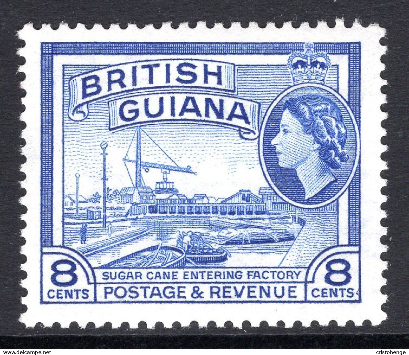 British Guiana 1954-63 QEII Pictorials - 8c Sugar Cane Factory HM (SG 337) - Britisch-Guayana (...-1966)