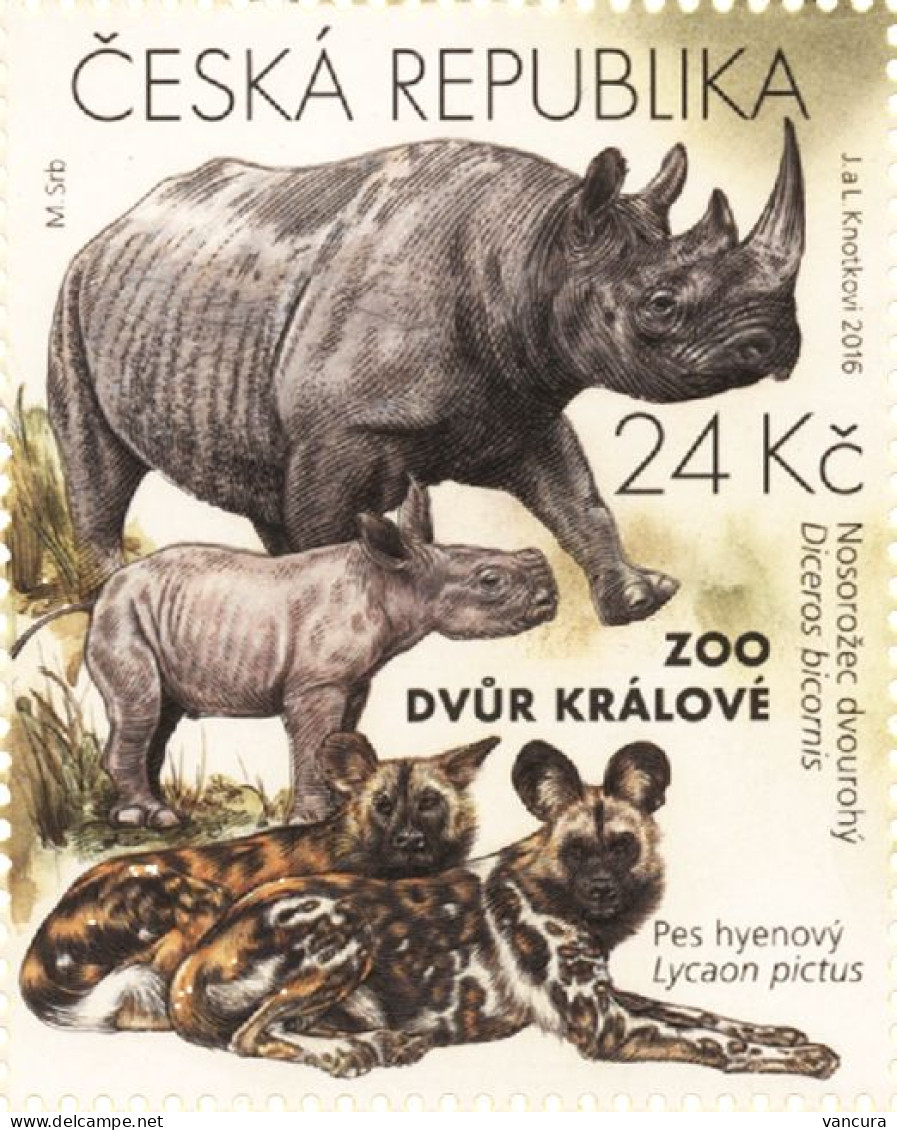 896 Czech Republic Nature Protection: Zoological Gardens I -rhino And African Wild Dog 2016 - Rinoceronti