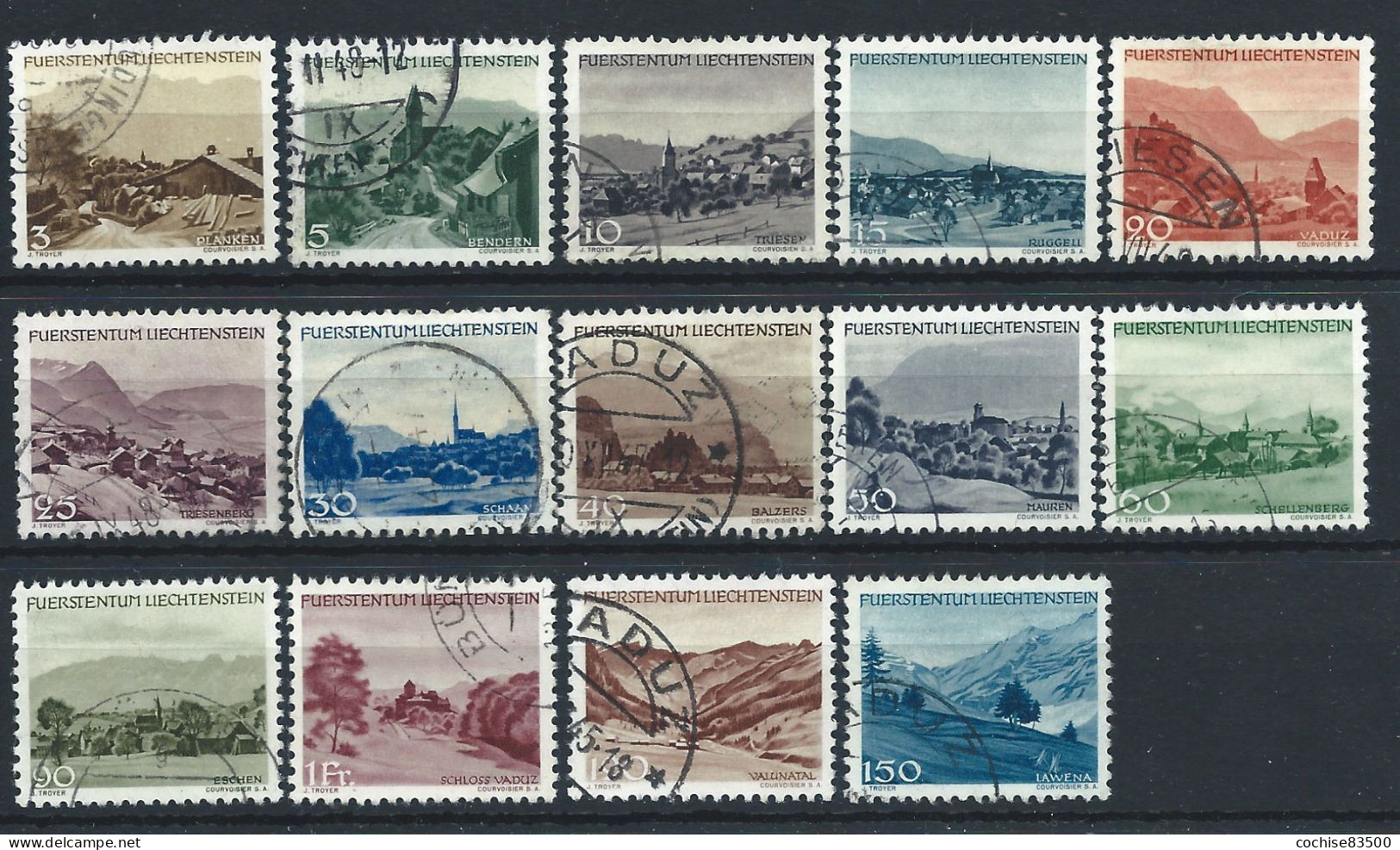 Liechtenstein N°199/212 Obl (FU) 1944/45 - Tourisme "Paysages" - Gebraucht