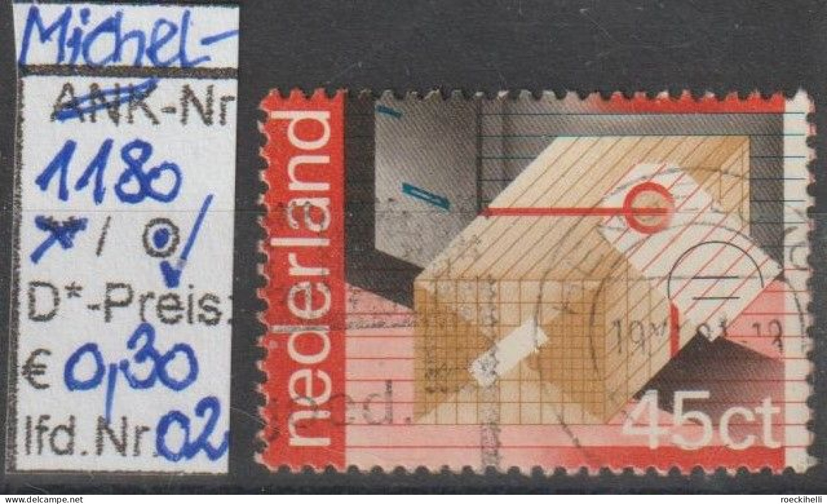 1981 - NIEDERLANDE - SM "100 Jahre P.T.T. - Postpaket" 45 C Mehrf. - O Gestempelt - S.Scan  (1180o 01-03 Nl) - Usados