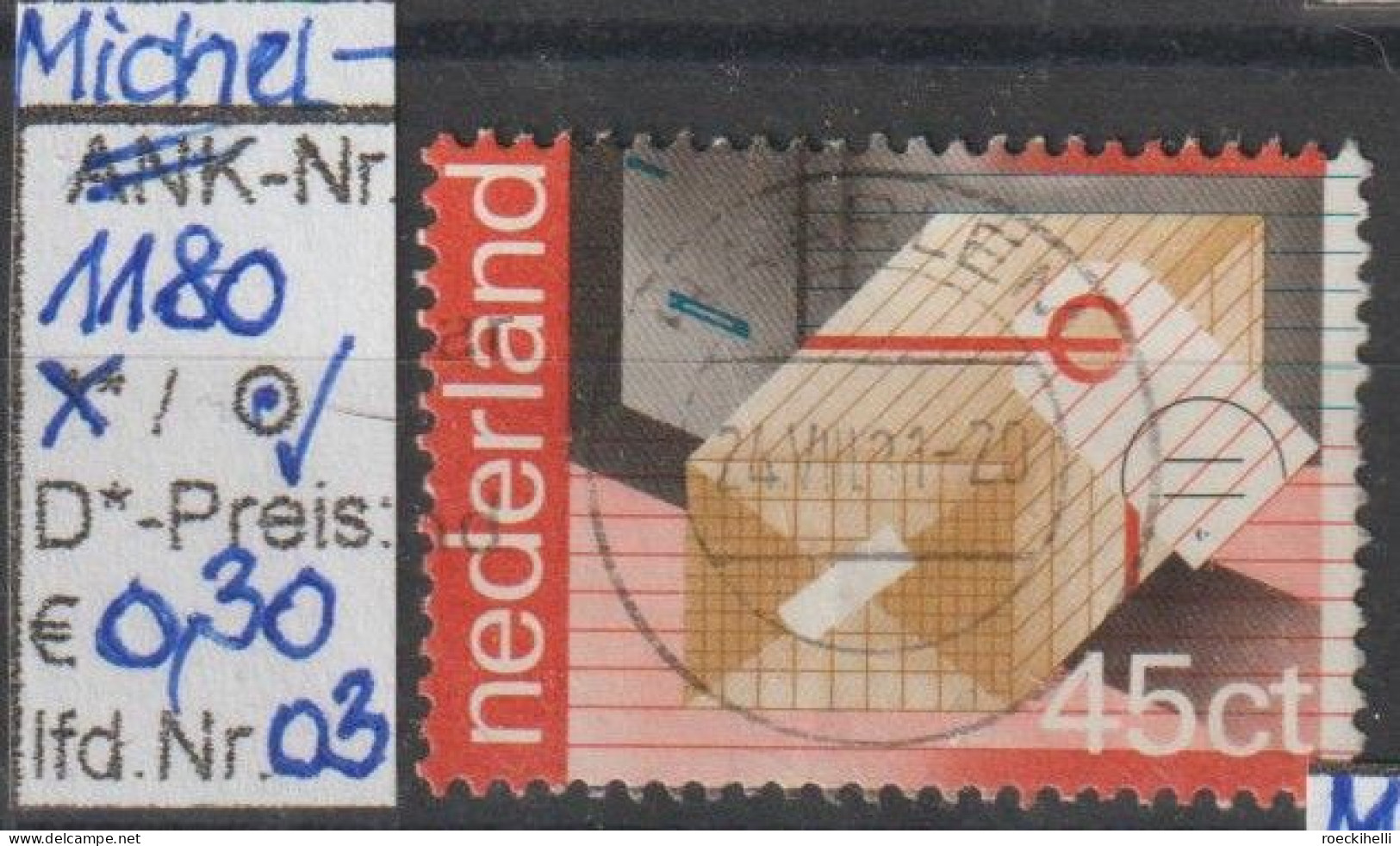 1981 - NIEDERLANDE - SM "100 Jahre P.T.T. - Postpaket" 45 C Mehrf. - O Gestempelt - S.Scan  (1180o 01-03 Nl) - Gebruikt