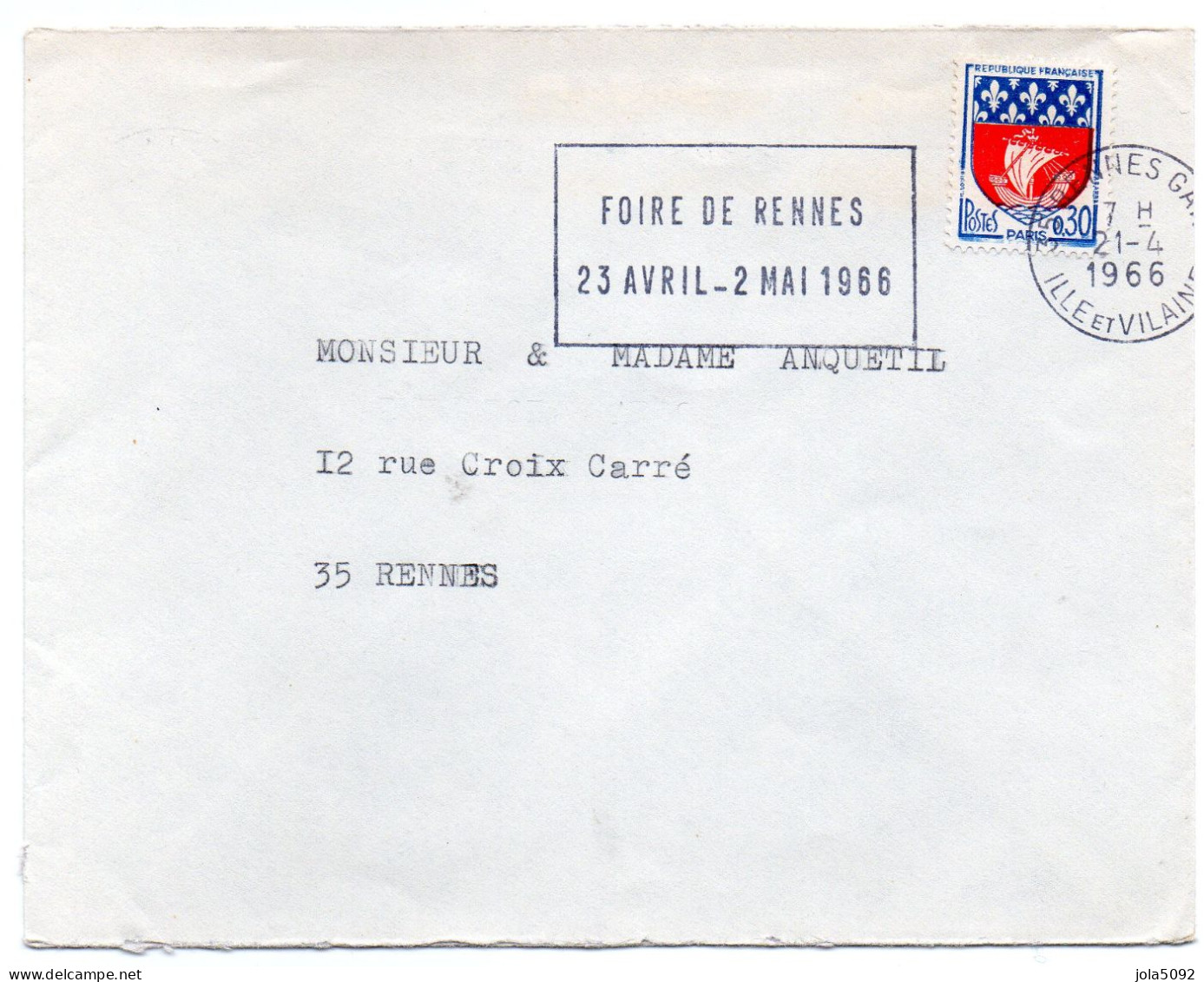 1966 - Rennes GARE - Foire De Rennes - Temporary Postmarks