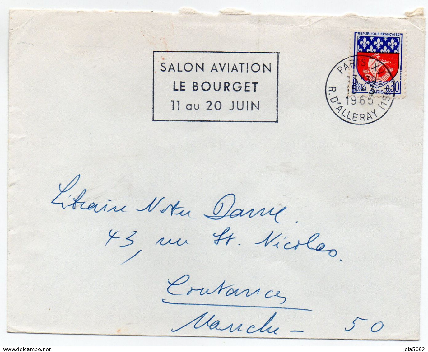 1965 - PARIS XV Rue D'Alleray - Salon Aviation Le BOURGET - Tijdelijke Stempels