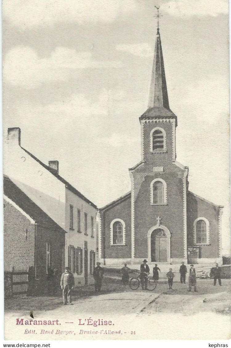 MARANSART : L'Eglise - Cachet De La Poste 1908 - Lasne