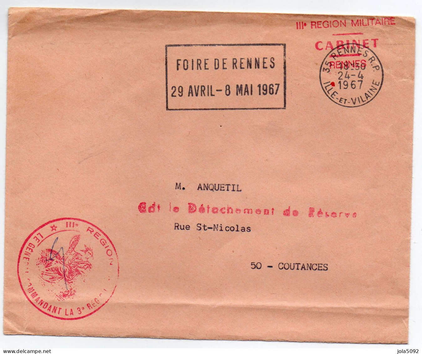 1967 - RENNES R.P. - Foire De Rennes - Temporary Postmarks