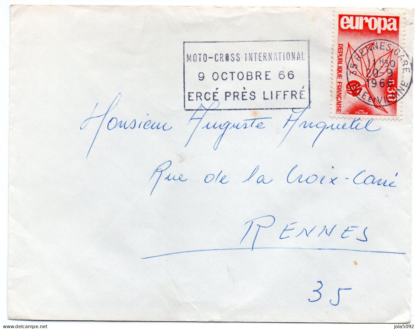 1966 - RENNES GARE - Moto-Cross International ERCE Près LIFFRE - Tijdelijke Stempels