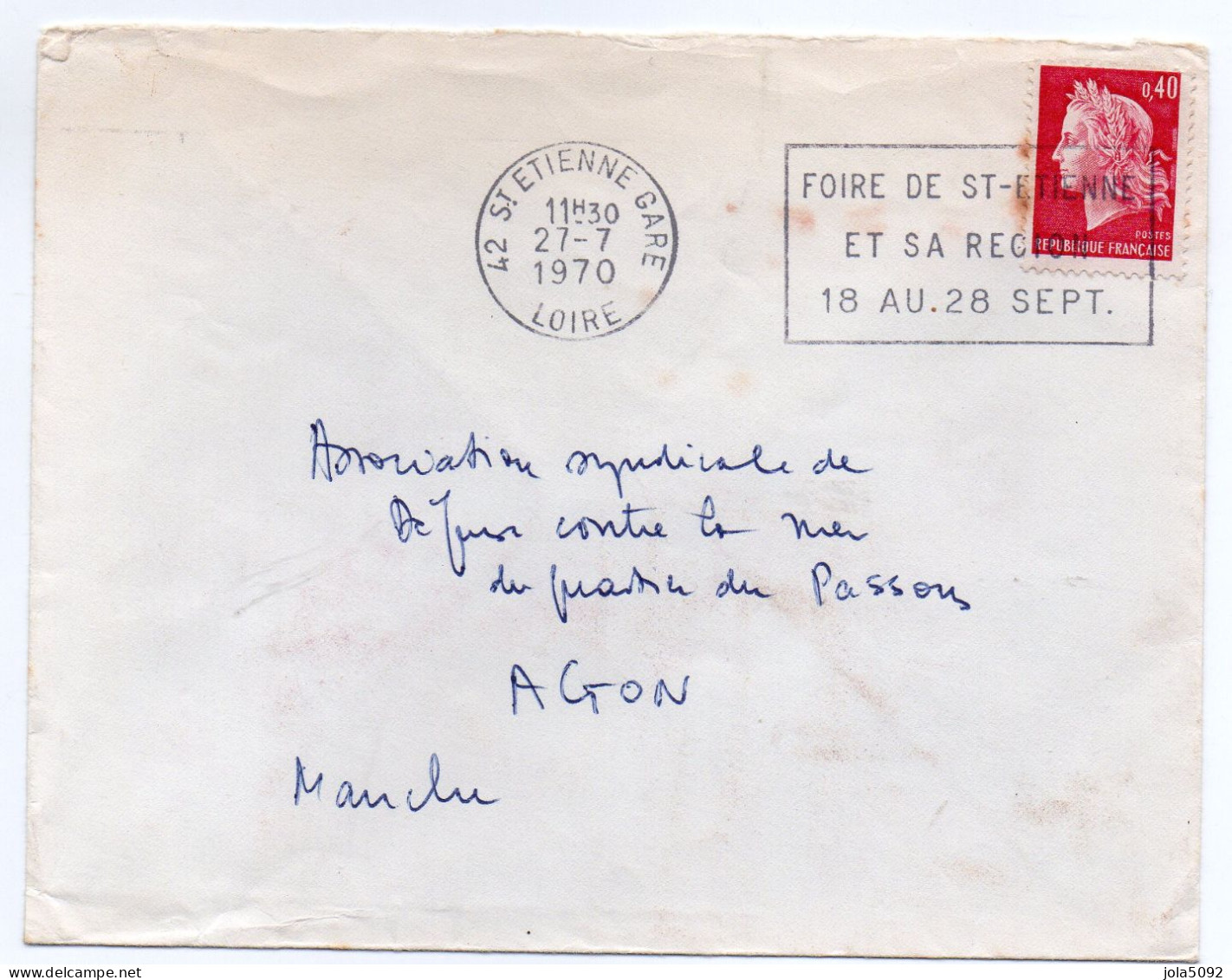 1970 - SAINT-ETIENNE GARE - Foire De Saint-Etienne - Temporary Postmarks