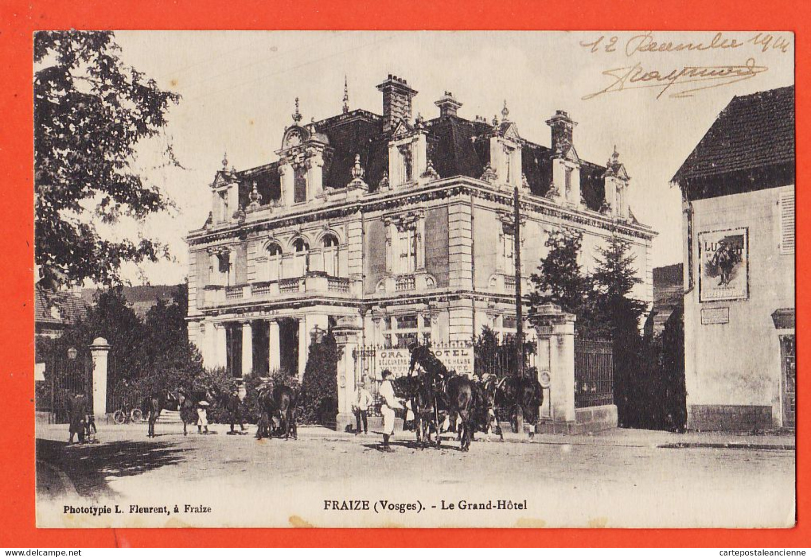25038 / FRAIZE 88-Vosges Cavalerie Militaire Dv Grand-Hôtel 1914 à Sarah BIAU 52 Rue Maillot Castres- FLEURENT  - Fraize