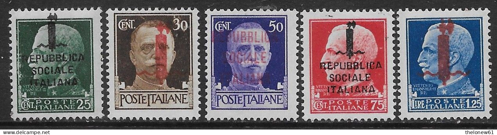 Italia Italy 1944 RSI Imperiale 5val Sa N.491-495 Nuovo MH * - Mint/hinged