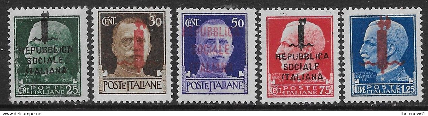 Italia Italy 1944 RSI Imperiale 5val Sa N.491-495 Nuovo MH * - Neufs