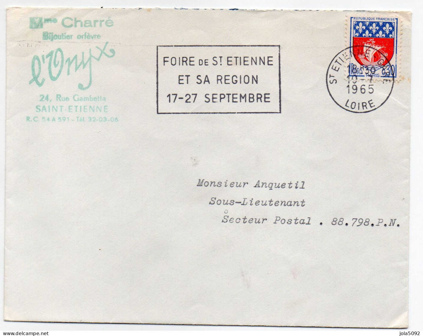 1965 - SAINT-ETIENNE GARE - Foire De Saint-Etienne Bijoutier L'Onyx - Temporary Postmarks