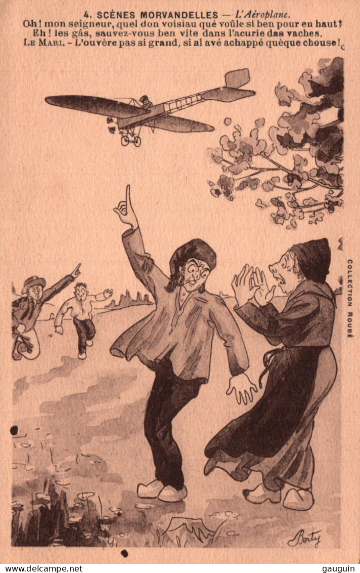 CPA - Scènes MORVANDELLES - Illustration Humoristique BERTY -  "L'Aéroplane" ... Edition Roubé - Bourgogne