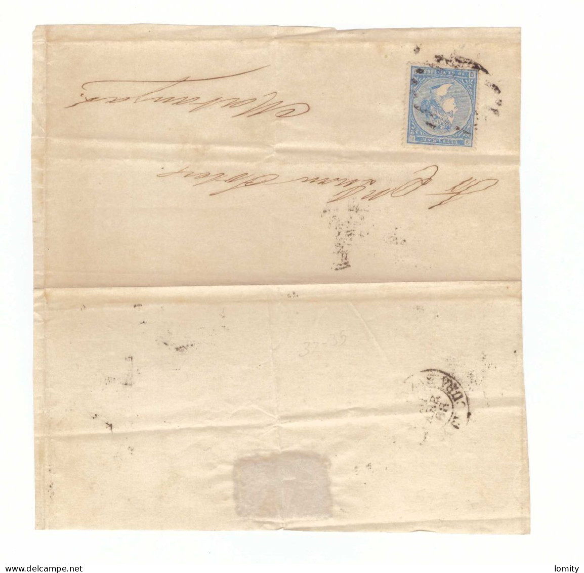 Antilles Espagnoles Lettre Antillas Espanolas Timbre 10 Cent 1868 YT N°27 , Cover Letter Brief - Cuba (1874-1898)