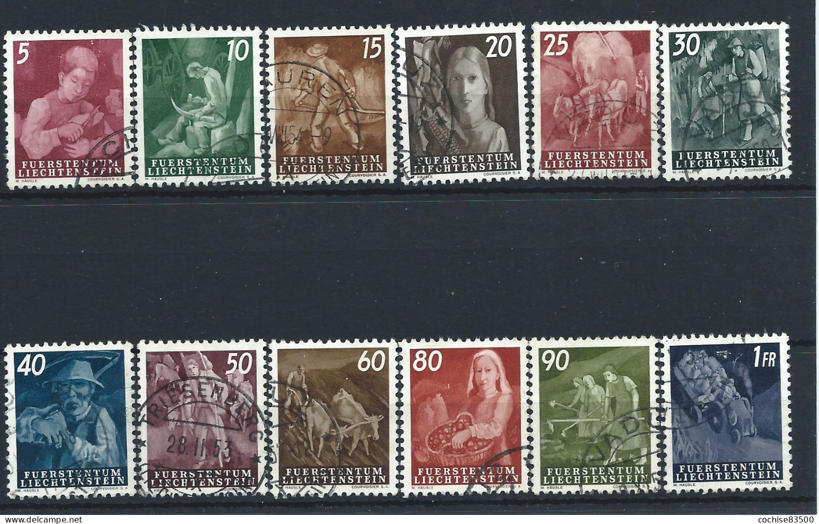 Liechtenstein N°251/62 Obl (FU) 1951 - Travaux Agricoles - Gebruikt