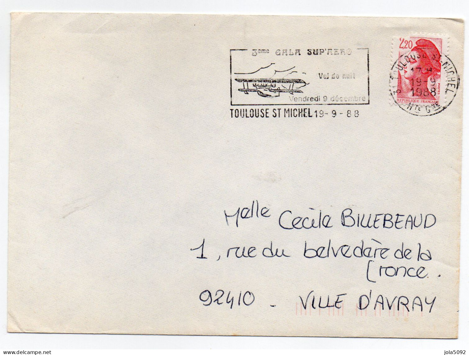 1988 - TOULOUSE SAINT-MICHEL - 3e Gala SUP'AERO - Temporary Postmarks