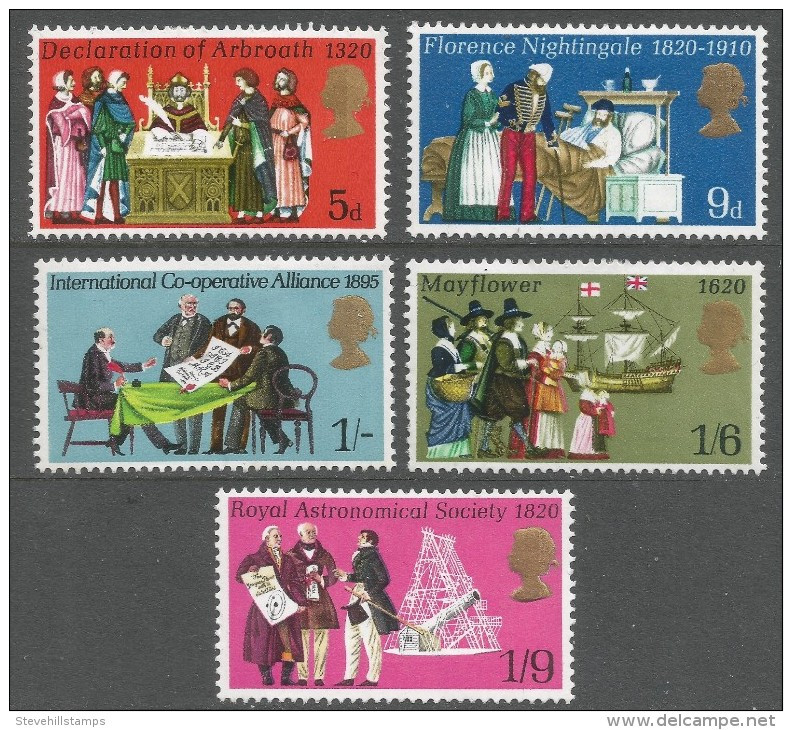 Great Britain. 1970 Anniversaries. MH Complete Set. SG 819-823.M3088 - Unused Stamps