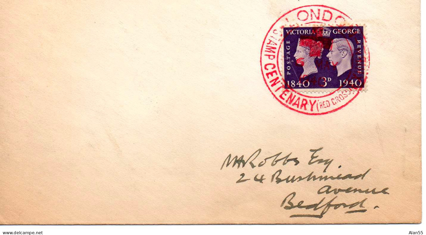 GRANDE-BRETAGNE.1940. ."STAMP CENTENARY RED CROSS EXIHBITION".  FDC - ....-1951 Vor Elizabeth II.
