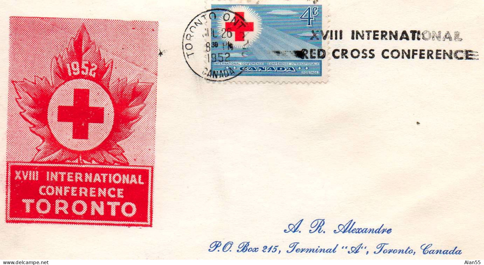CANADA.1952. Lettre Officielle , »XVIII INTERNATIONAL RED CROSS CONFERENCE.TORONTO". . - Commemorative Covers