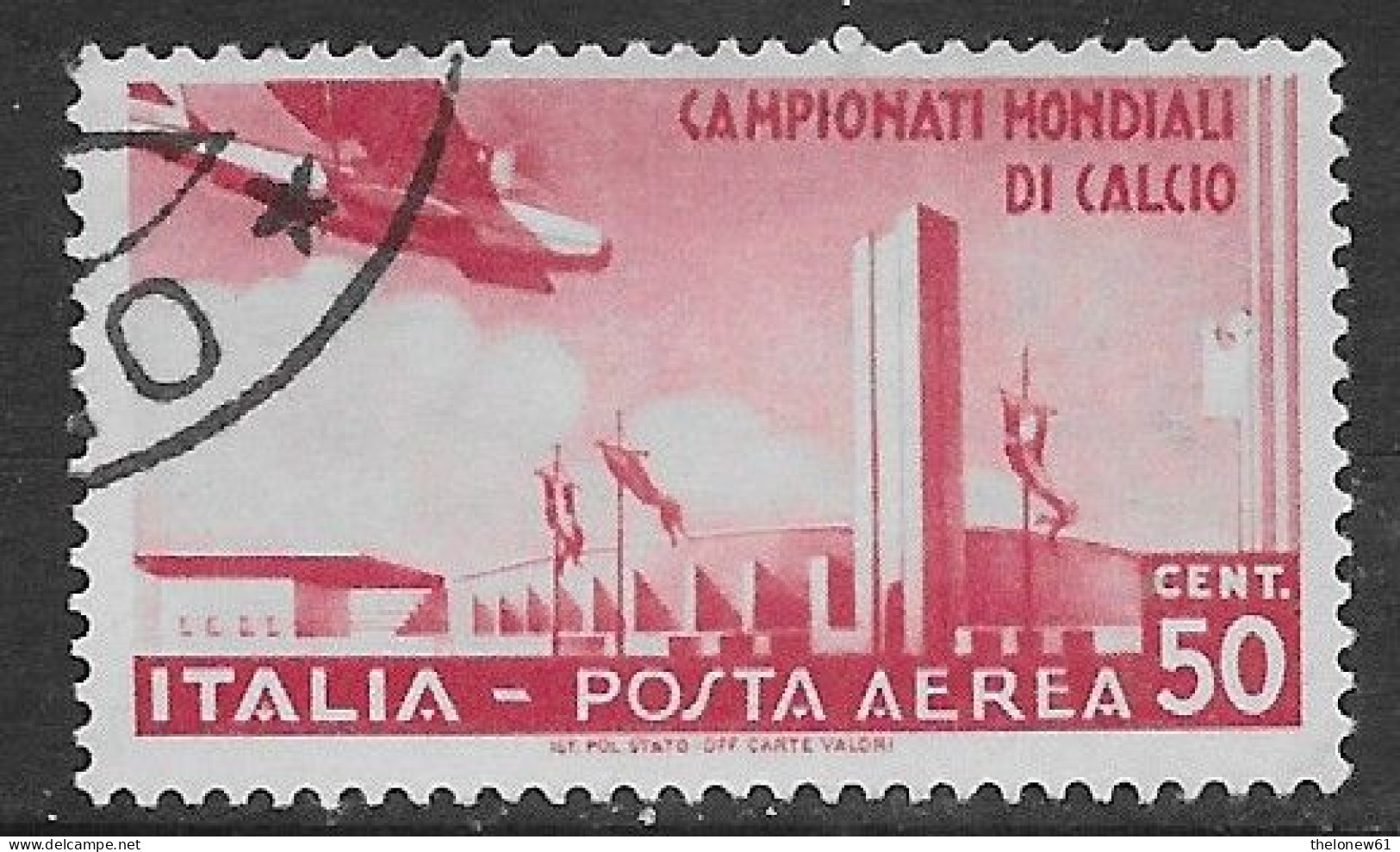 Italia Italy 1934 Regno Mondiale Di Calcio Aerea C50 Sa N.A69 US - Poste Aérienne