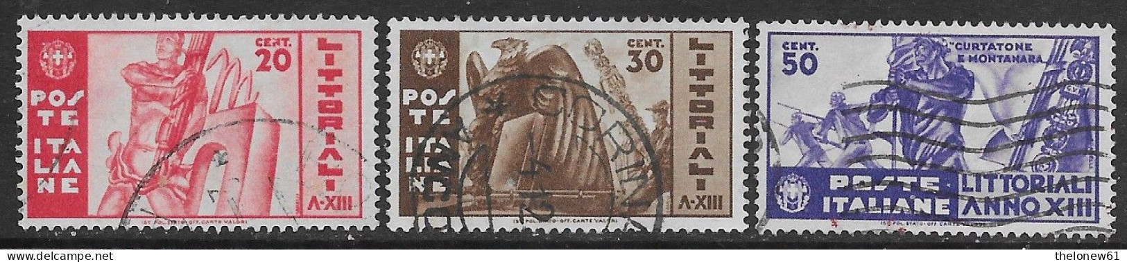 Italia Italy 1935 Regno Littoriali Sa N.377-379 Completa US - Oblitérés