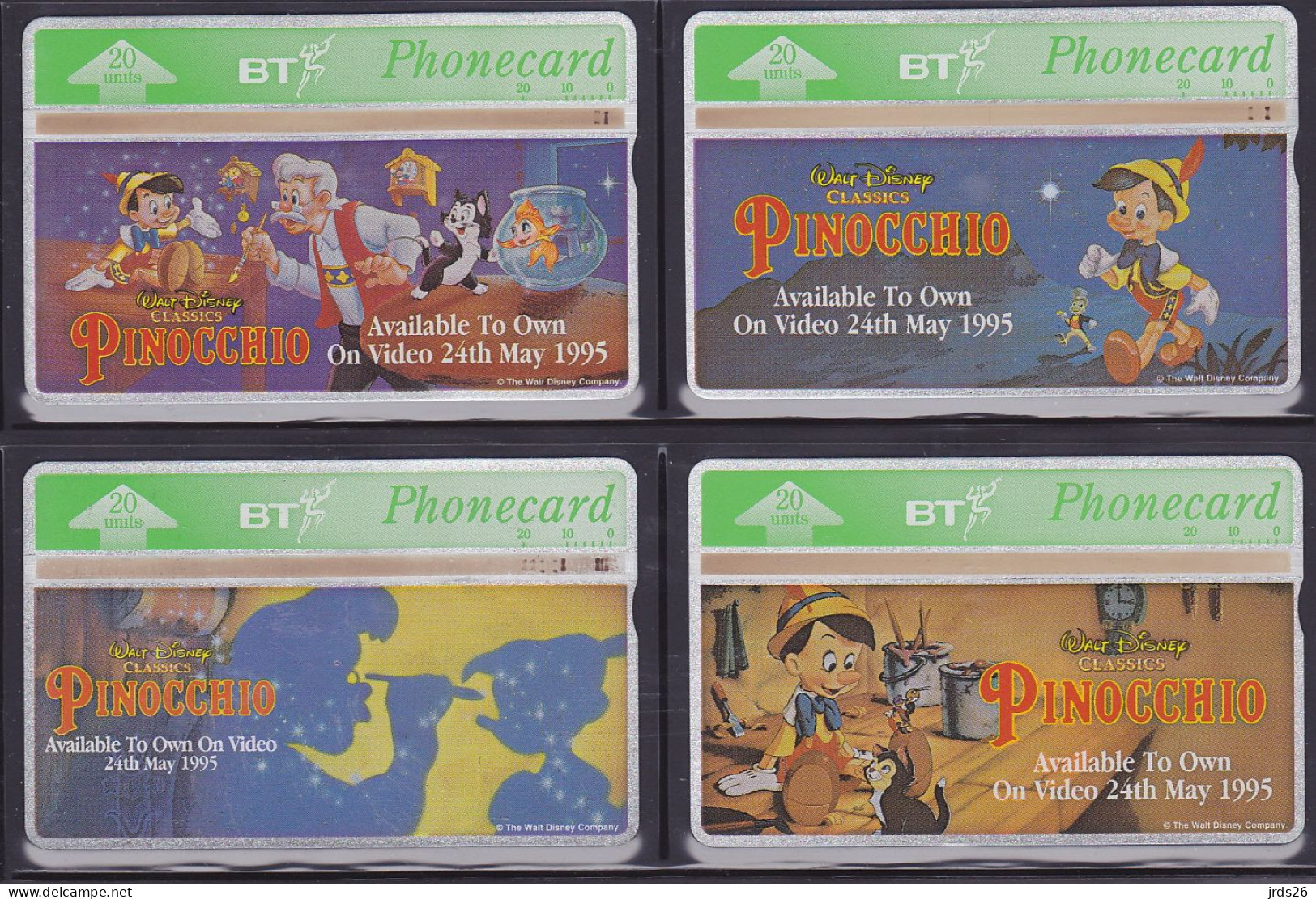 UK 4 Phonecards L&G - - - Disney Pinocchio (complete Series) - BT Allgemeine