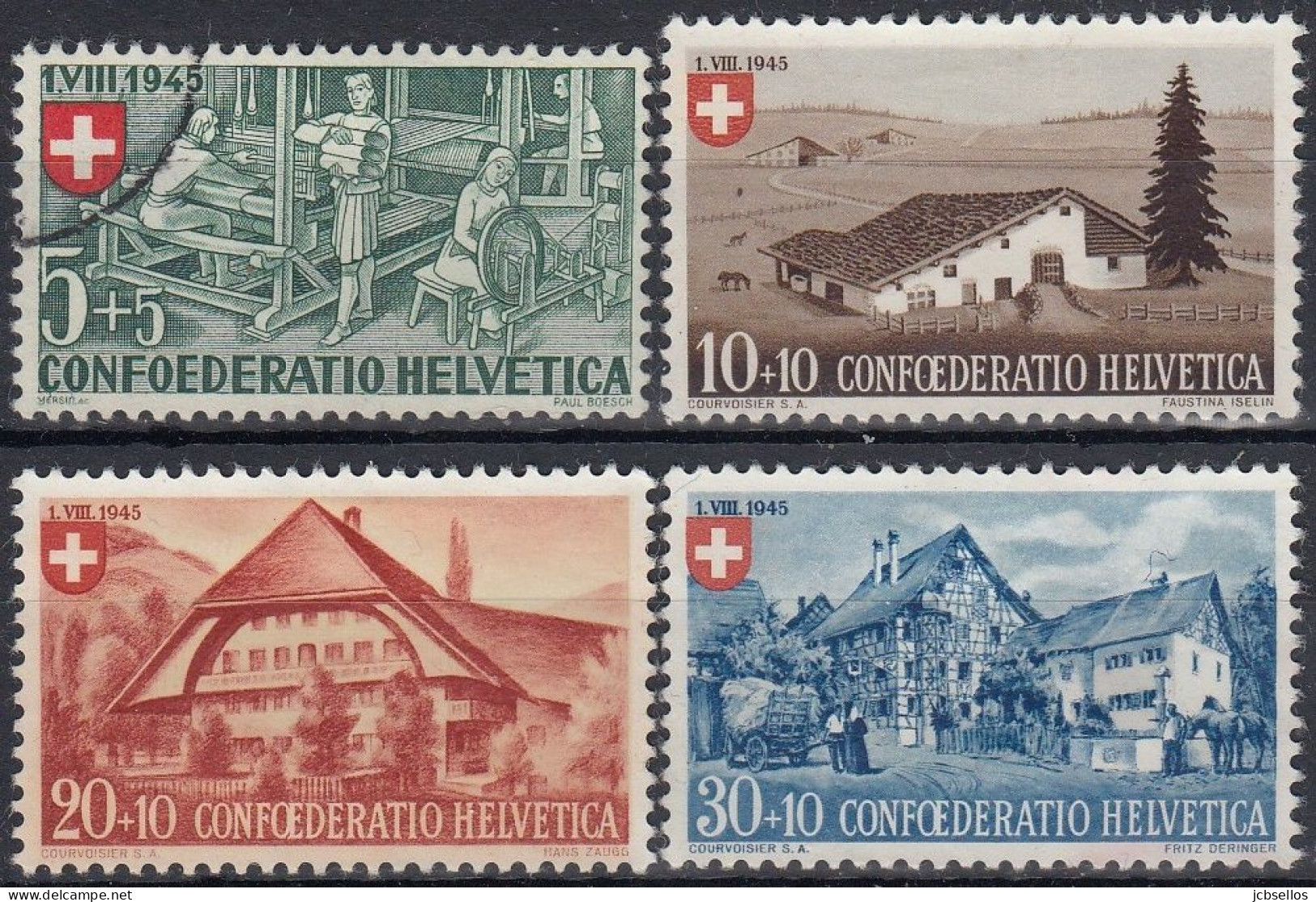 SUIZA 1945 Nº 419/422 USADO - Oblitérés