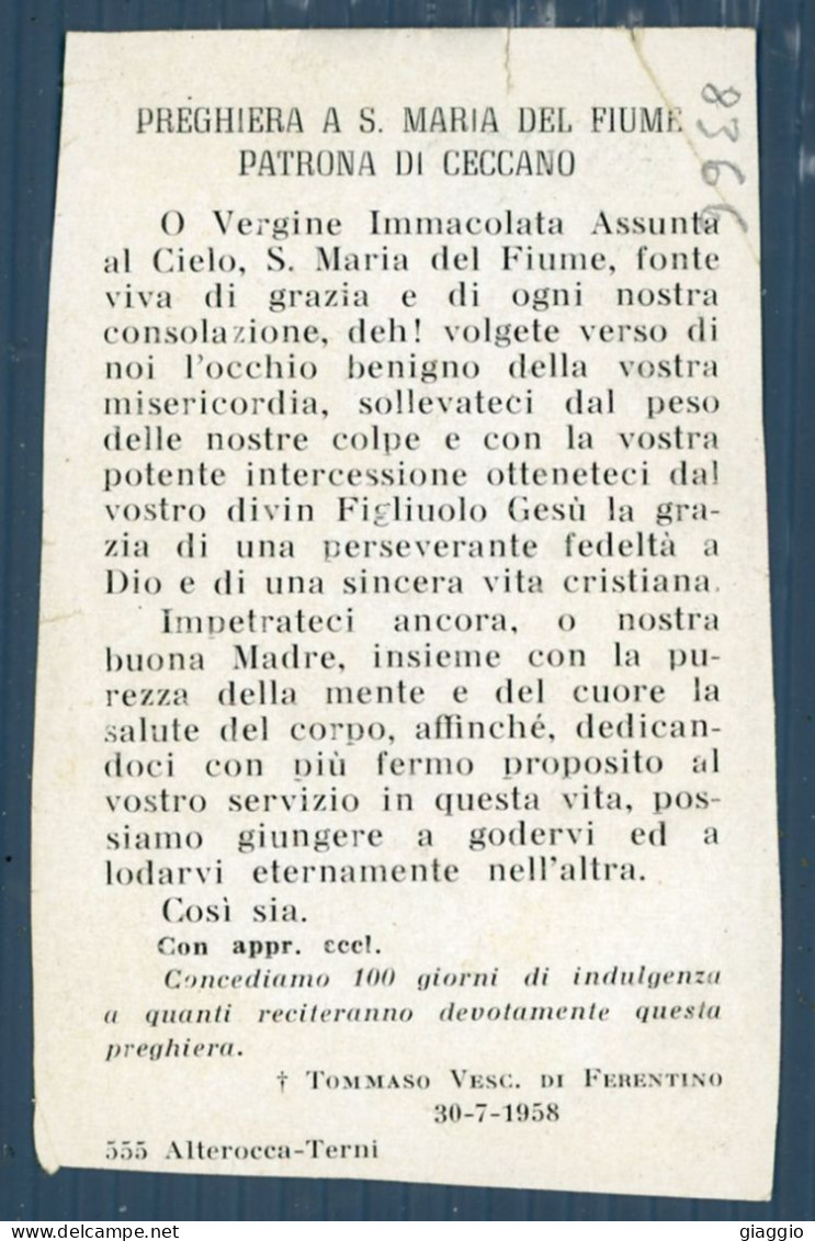 °°° Santino N. 8366 - S. Maria A Fiume - Ceccano Rifilata °°° - Religión & Esoterismo