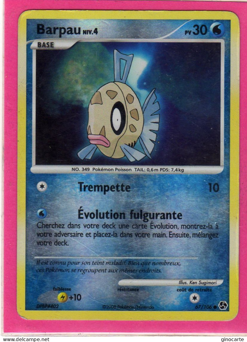 Carte Pokemon 2008 Diamant Et Perle Duel Au Sommet 67/106 Barpau 30pv Occasion Brillante - Diamond & Pearl 