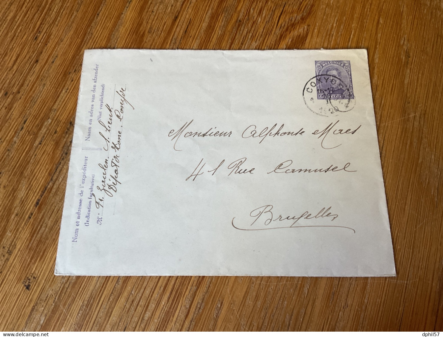 Belgique Enveloppe Entier N°20 . Beau Cachet De Coxyde 1920 - Briefe