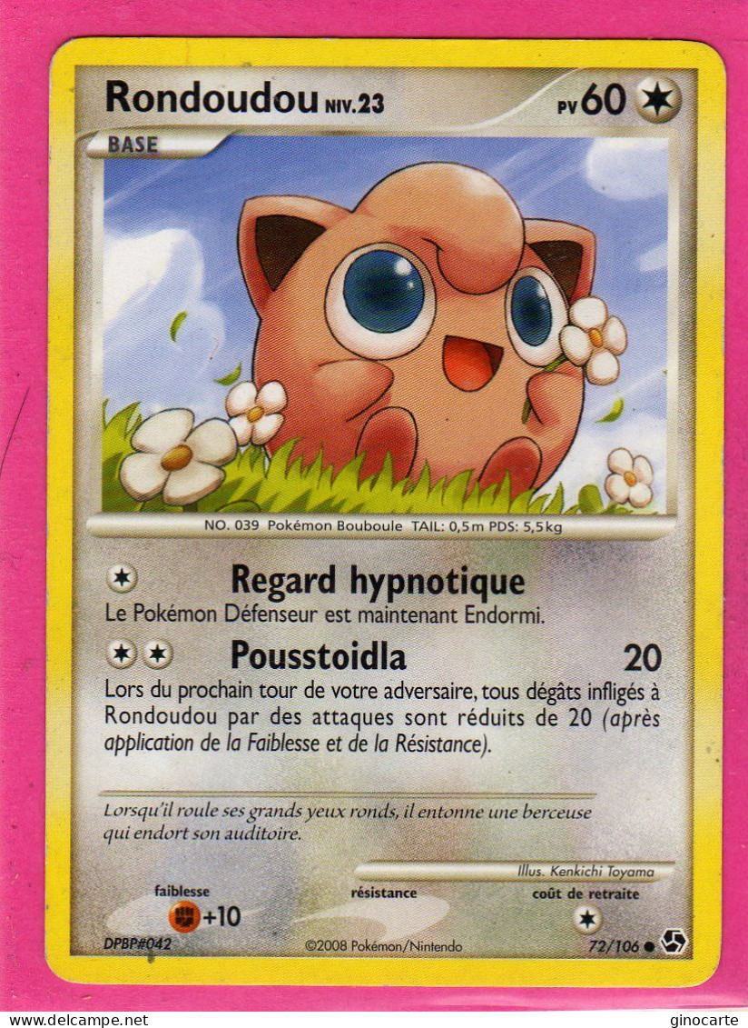 Carte Pokemon 2008 Diamant Et Perle Duel Au Sommet 72/106 Rondoudou 60pv Bon Etat - Diamante E Perla