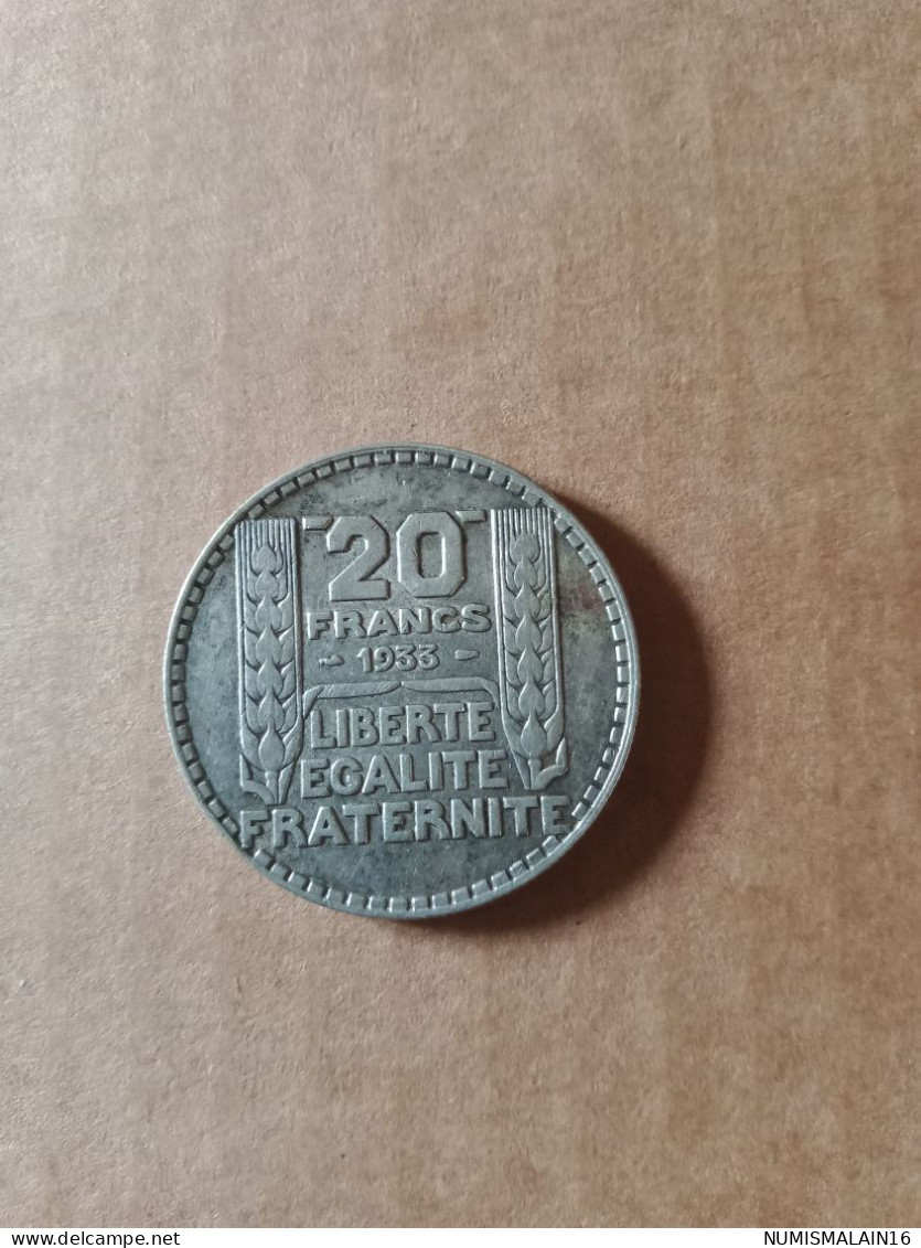 France - Pièce De 20 Francs Argent Turin De 1933 - 20 Francs