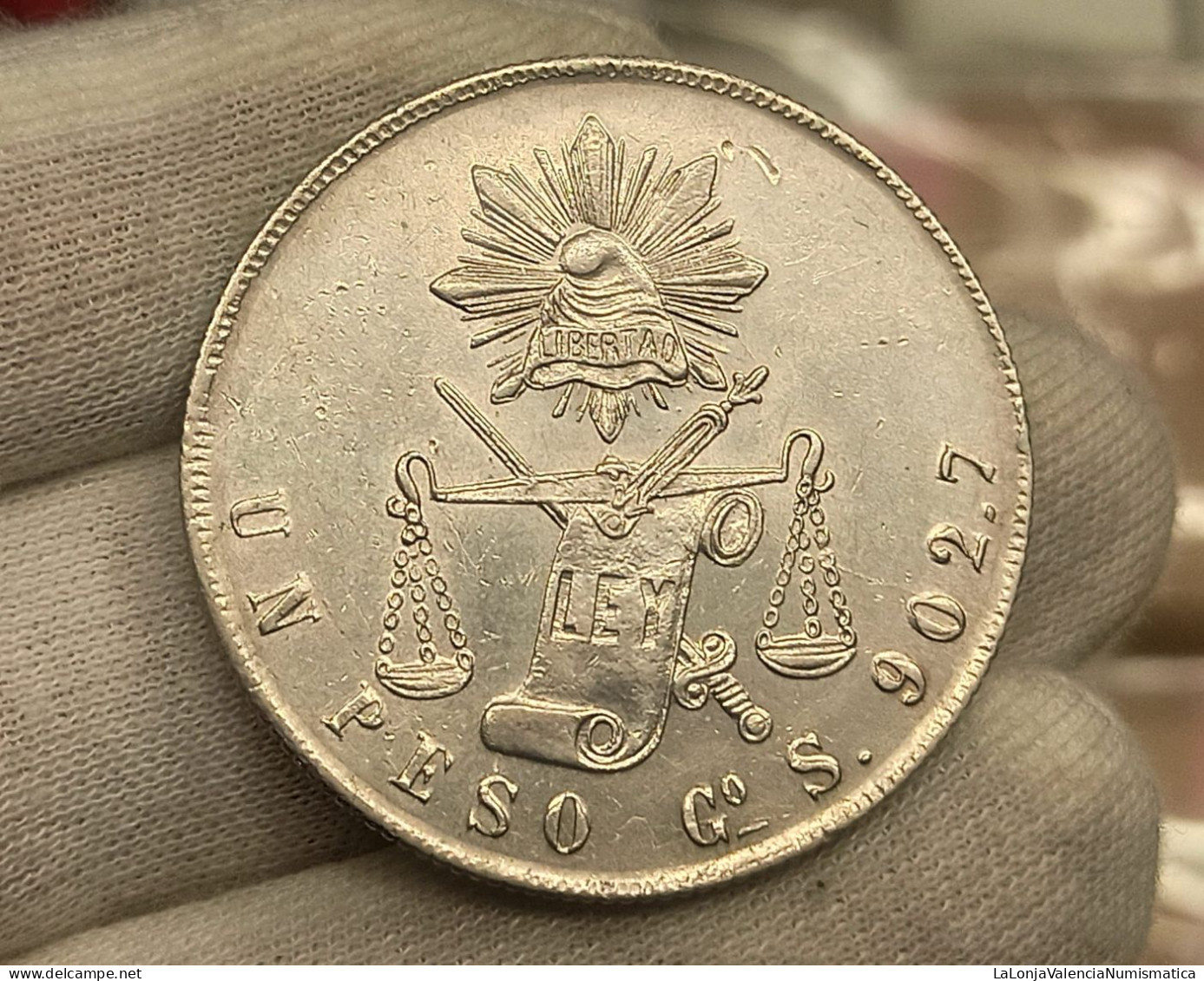 México 1 Peso 1873 Go Guanajuato Km 408.4 Plata - México