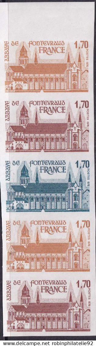 France Essais De Couleur N°2002 Abbaye De Fontevraud Bande De 5 Bdf Qualité:** - Andere & Zonder Classificatie