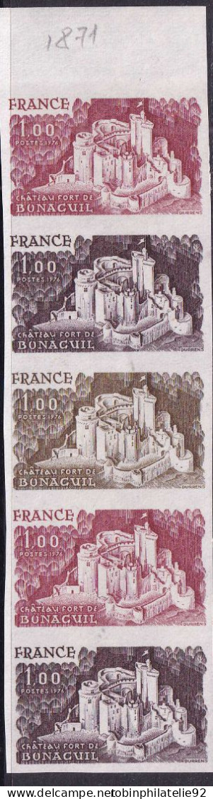 France Essais De Couleur N°1871 Château Fort De Bunaguil  Bande De 5 Essais De Couleur Bdf Qualité:** - Other & Unclassified