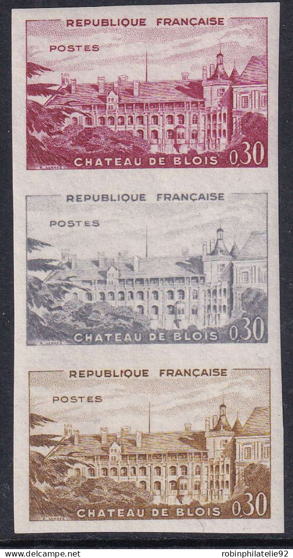 France Essais De Couleur N°1255 Château De Blois Bande De 3  Qualité:** - Otros & Sin Clasificación