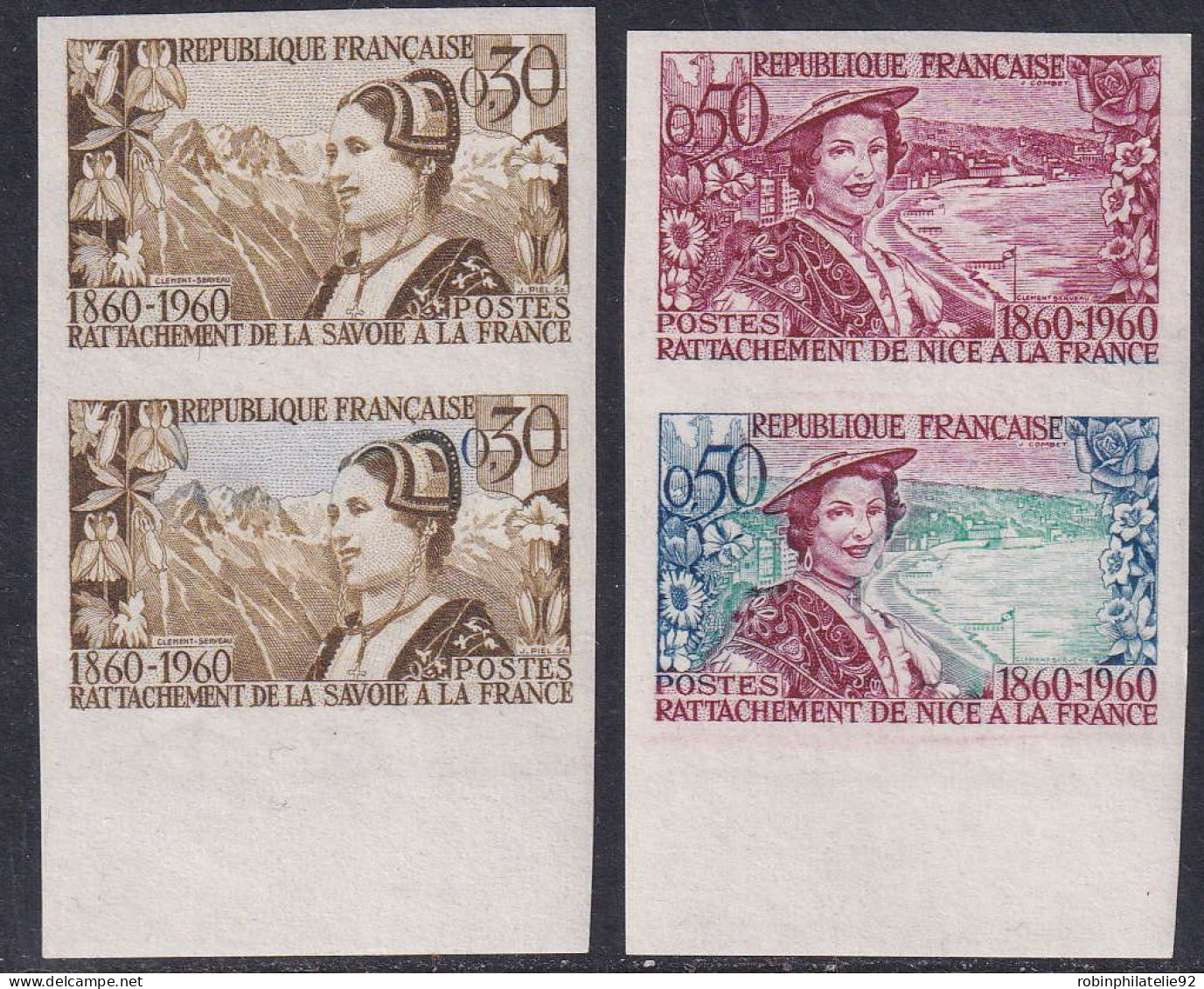 France Essais De Couleur N°1246/1247 Nice Et Savoie 2 Paires Qualité:** - Otros & Sin Clasificación