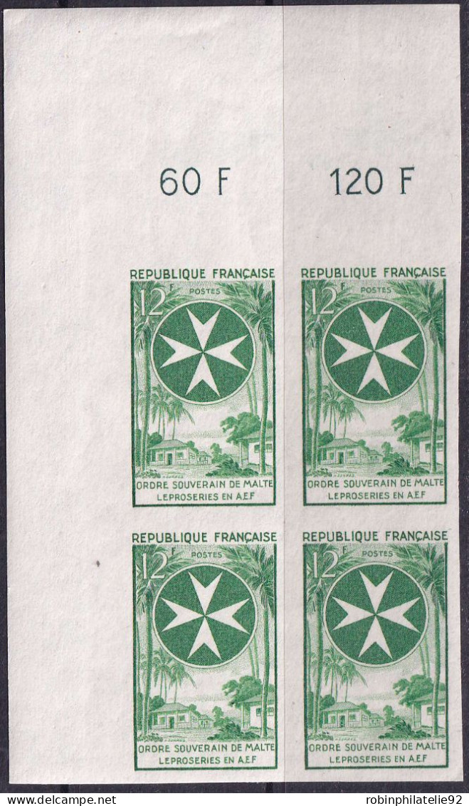 France Essais De Couleur N°1062 12f Ordre De Malte Bloc De 4 Essais En Vert Qualité:** - Otros & Sin Clasificación