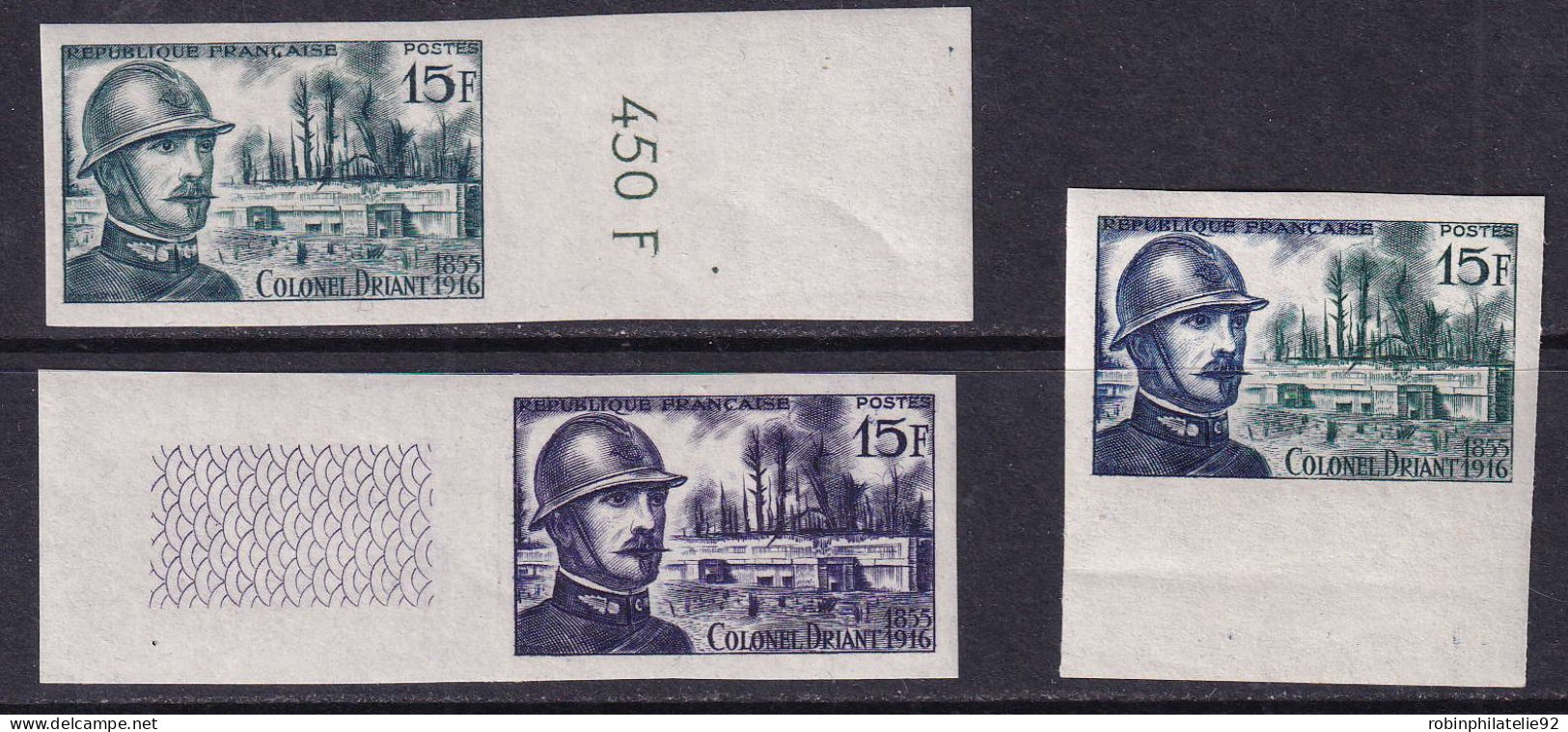 France Essais De Couleur N°1052 15f Emile Driant 3 Essais Bdf  Qualité:** - Other & Unclassified