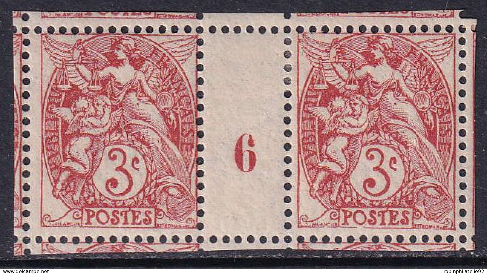 France Millésimes N°109 3c Blanc Rouge Millésime 6 Qualité:* - 1900-29 Blanc