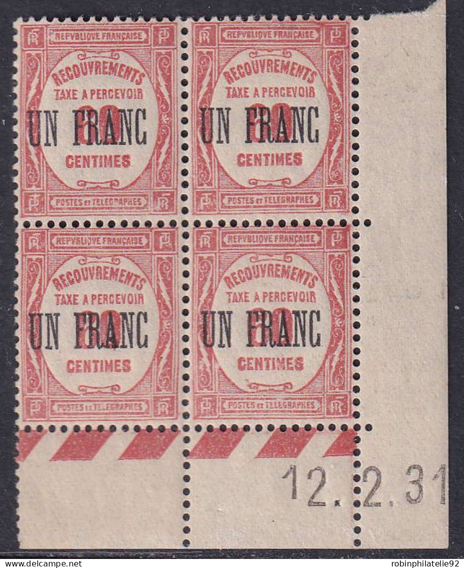 France Coins Datés Taxes N°63 UN F/60c Rouge 12-2-31 Qualité:** - Strafport