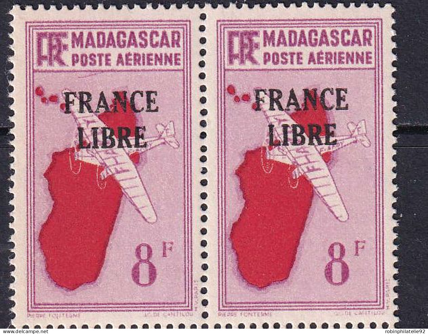 Madagascar Poste Aérienne N°47b Trait Sous Le S De POSTE Tenant à Normal Qualité:** - Otros & Sin Clasificación