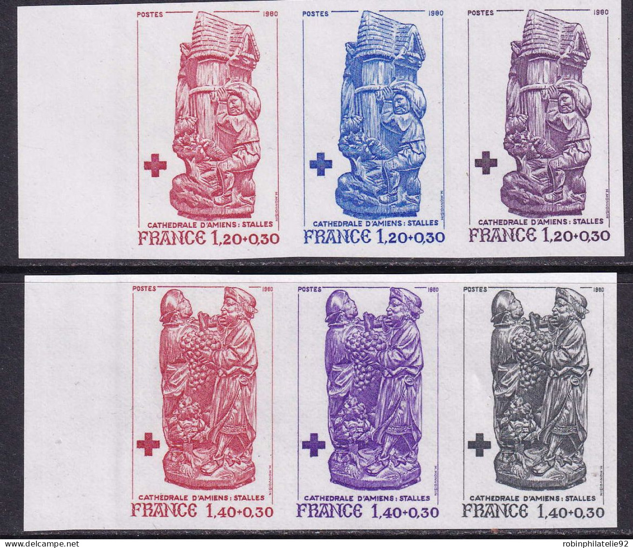 France Essais De Couleur N°2116/2117 Croix-rouge 2 Bandes De 3 Bdf Qualité:** - Altri & Non Classificati