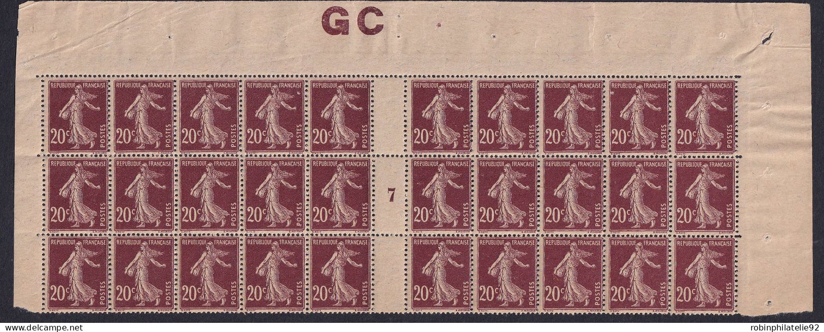 France Variétés  N°139 Bloc De 30 Haut De Feuille* Manchette GC Mill 7 Qualité:** - Guam