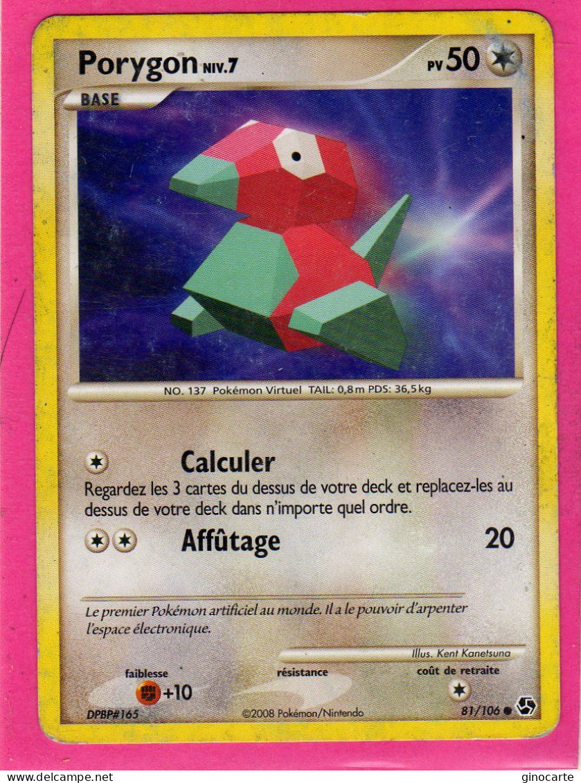 Carte Pokemon 2008 Diamant Et Perle Duel Au Sommet 81/106 Porygon 50pv Occasion - Diamond & Pearl 