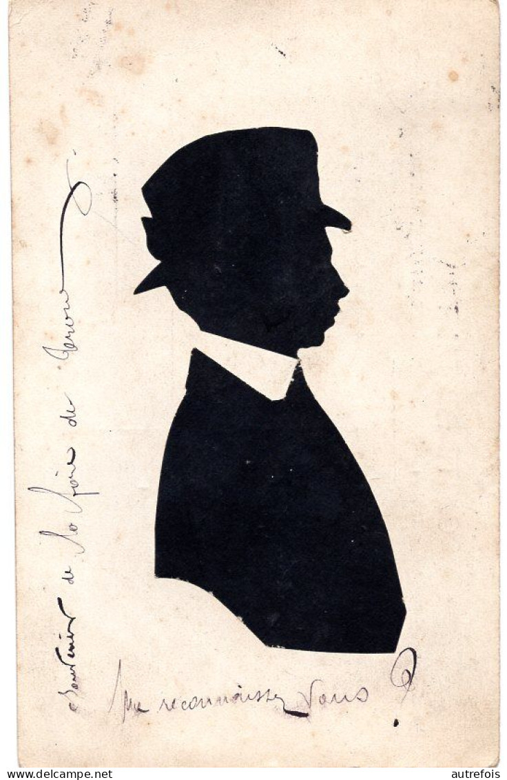 SILHOUETTE  OMBRE HOMME AVEC CHAPEAU  -  COLLAGE - Scherenschnitt - Silhouette