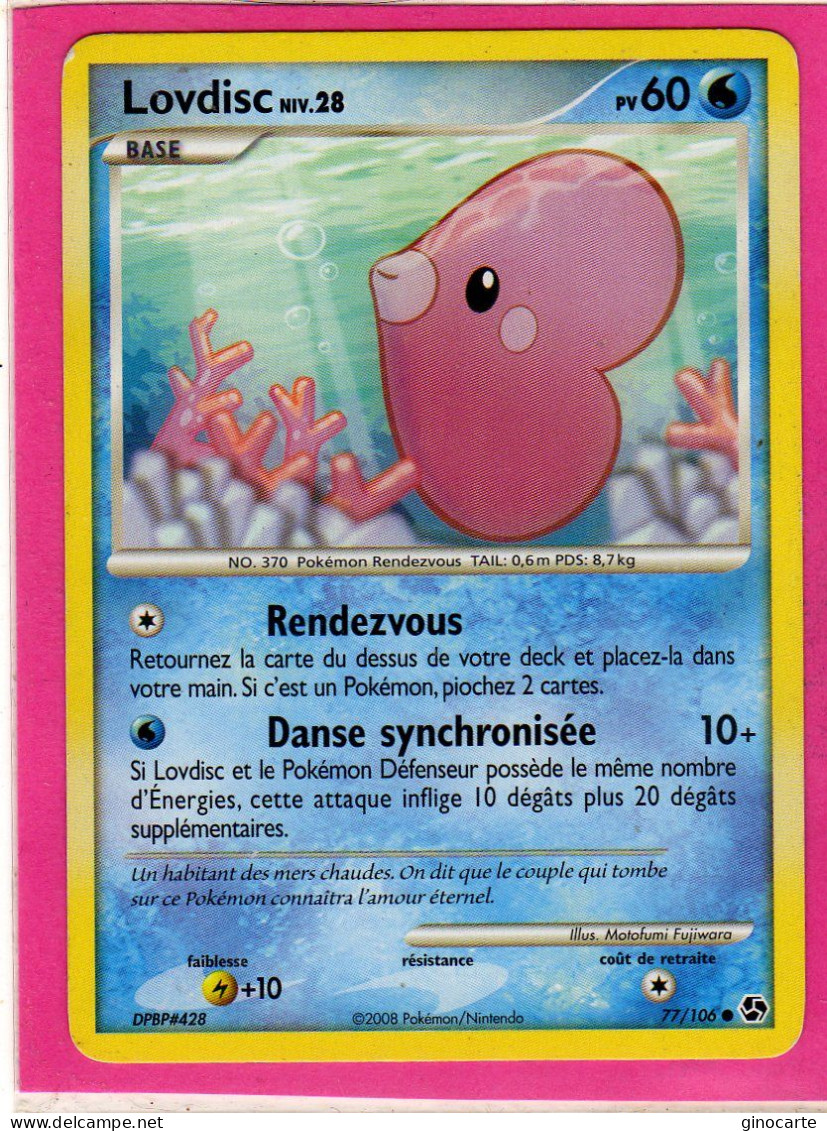 Carte Pokemon 2008 Diamant Et Perle Duel Au Sommet 77/106 Lovdisc 60pv Bon Etat - Diamond & Pearl 