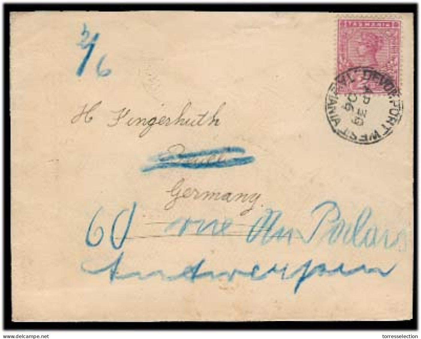 AUSTRALIA. 1906 (30 April). Tasmania. Devonport West - Germany. Fkd 2 1/2d Env / Fwded Belgium. Fine. - Altri & Non Classificati