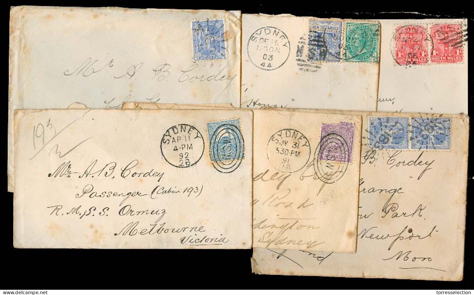 AUSTRALIA. 1891 / 1906. Sydney. Small Fkd Correspondence 6 Covers. - Altri & Non Classificati