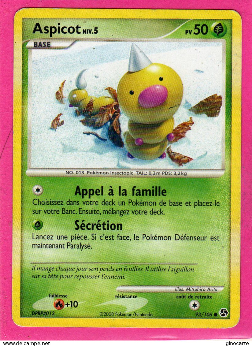 Carte Pokemon 2008 Diamant Et Perle Duel Au Sommet 93/106 Aspicot 50pv Occasion - Diamond & Pearl 